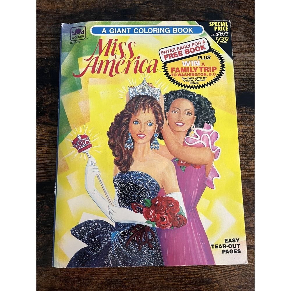Vintage 1990 Golden Miss America Giant Coloring‎ Book 3316